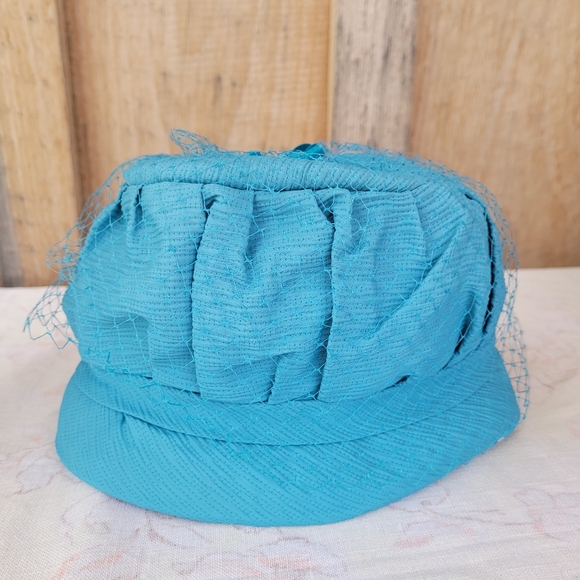 Vintage Blue Bucket Hat with Netting - Picture 7 of 8